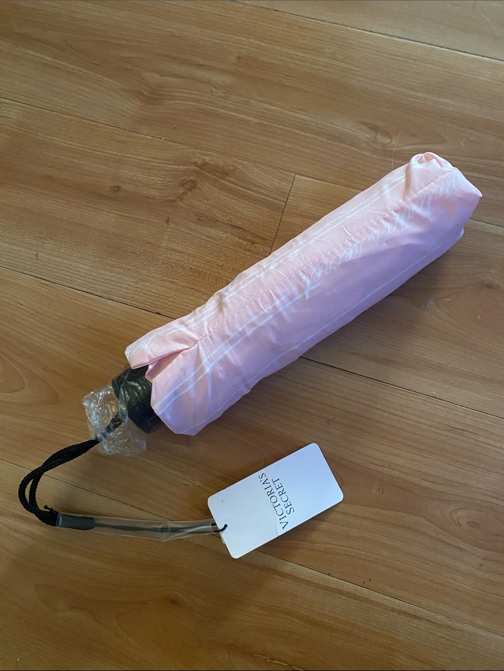 Victoria's Secret Pink Travel Umbrella with Wrist Strap and case